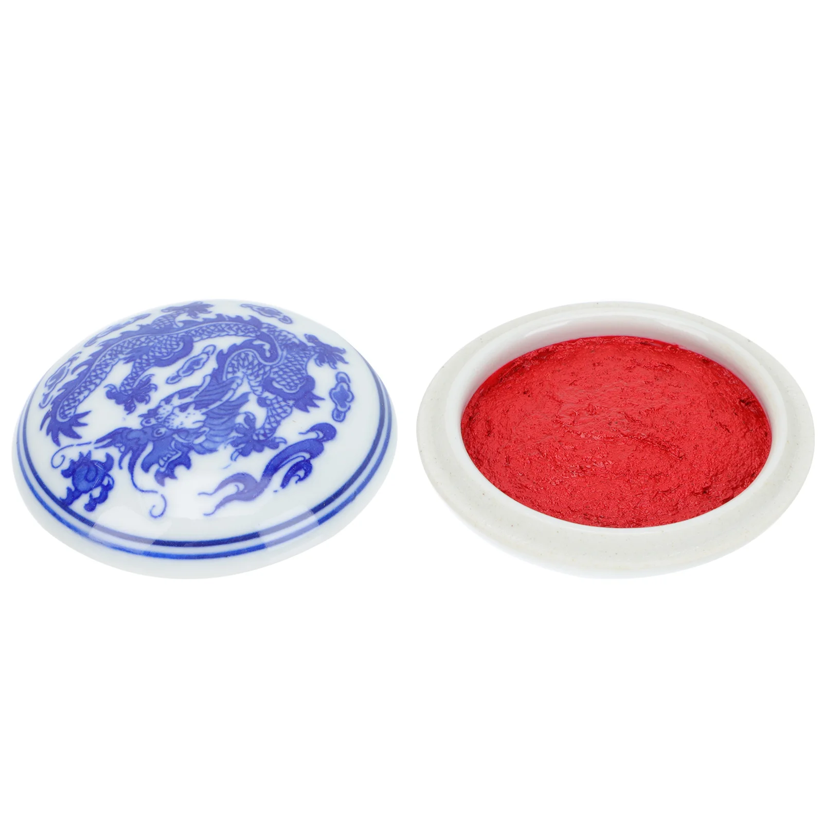 

Ink Red Pad Chinese Calligraphy Paste Porcelain Box Inkpad Desktop Seal Accessories Adornment Finger Container Stamps Stamp