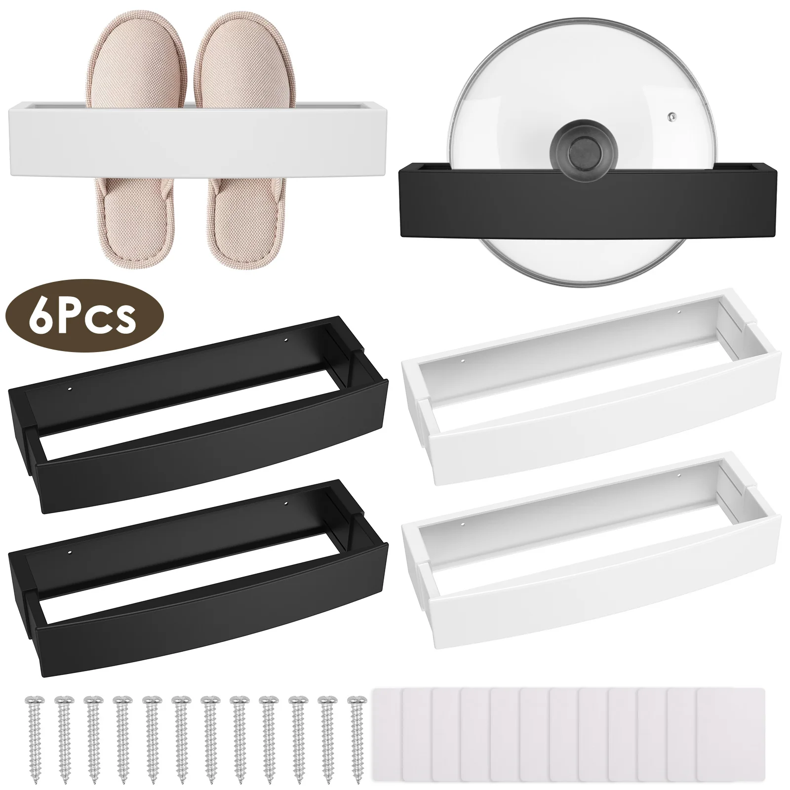 

6Pcs Wall Mounted Shoes Rack No Drilling Shoe Storage Organizer Multipurpose Shoes Shelf Holder Shoe Wall Hanger with Adhesive