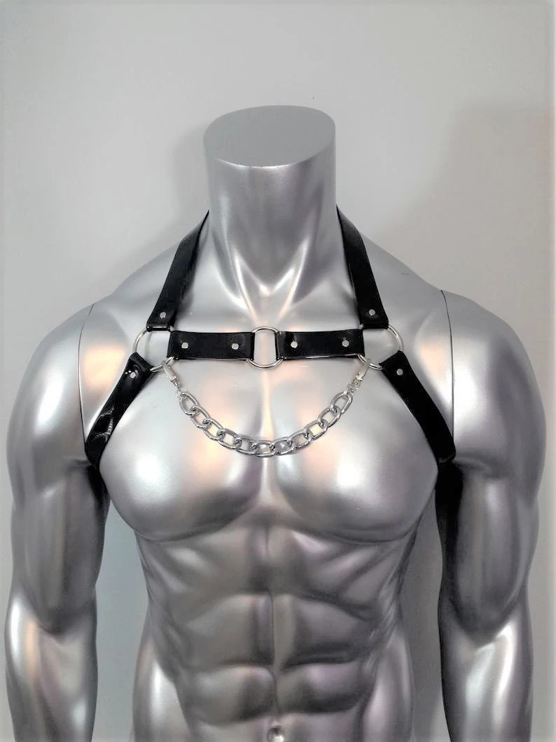 Мужская кожаная портупея с пряжкой фетиш одежда для геев в стиле панк