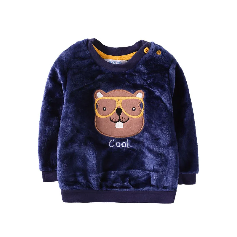 

Boy Flannel Top Baby Sweatshirt Autumn Winter 0-2 Years Toddler Winter Clothes Warm Soft Cartoon Embroidery 3M 6M 9M 12M 18M 24M