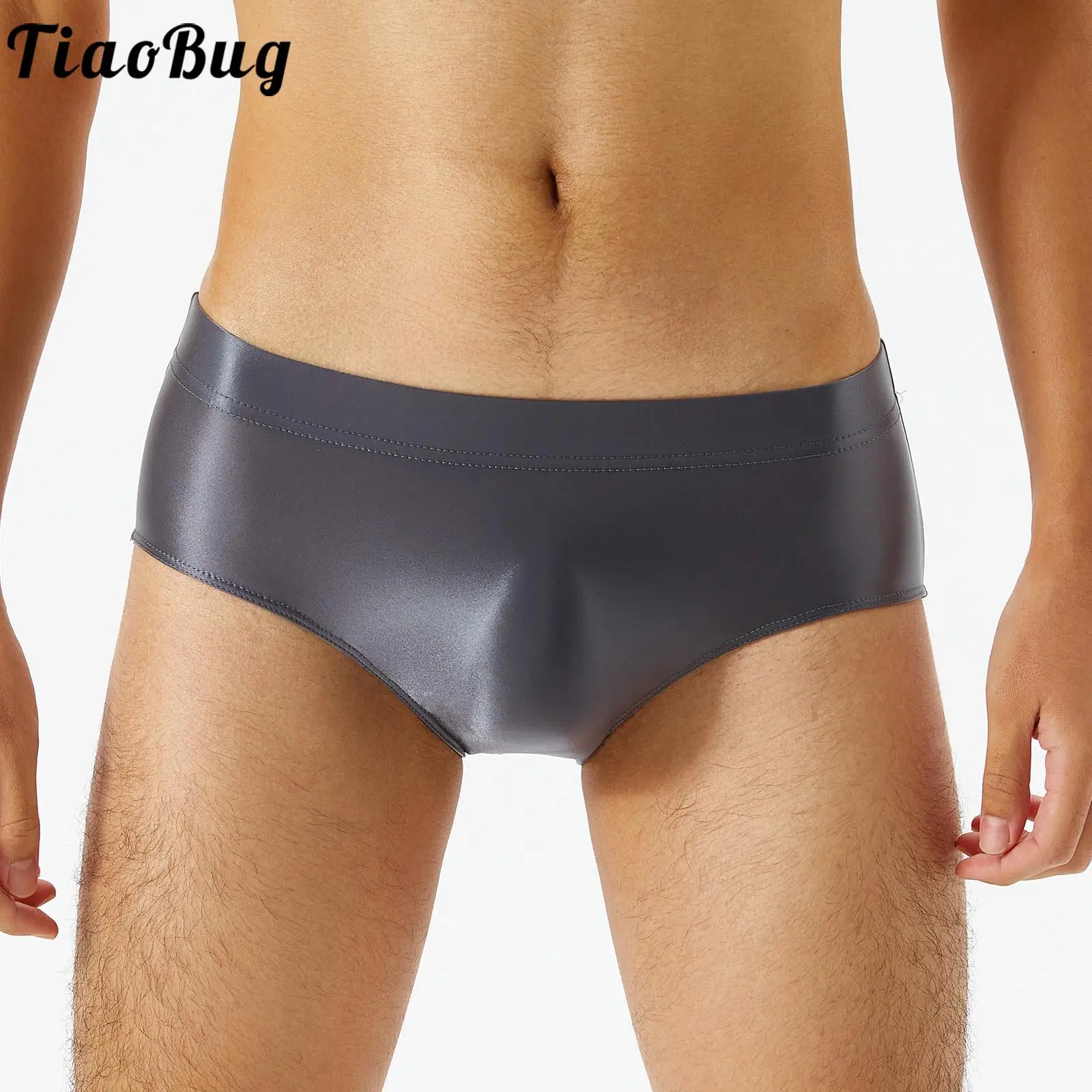 

Мужские прозрачные глянцевые Гладкие трусы с низкой посадкой, эластичный пояс, однотонные купальники, трусы, нижнее белье, трусы