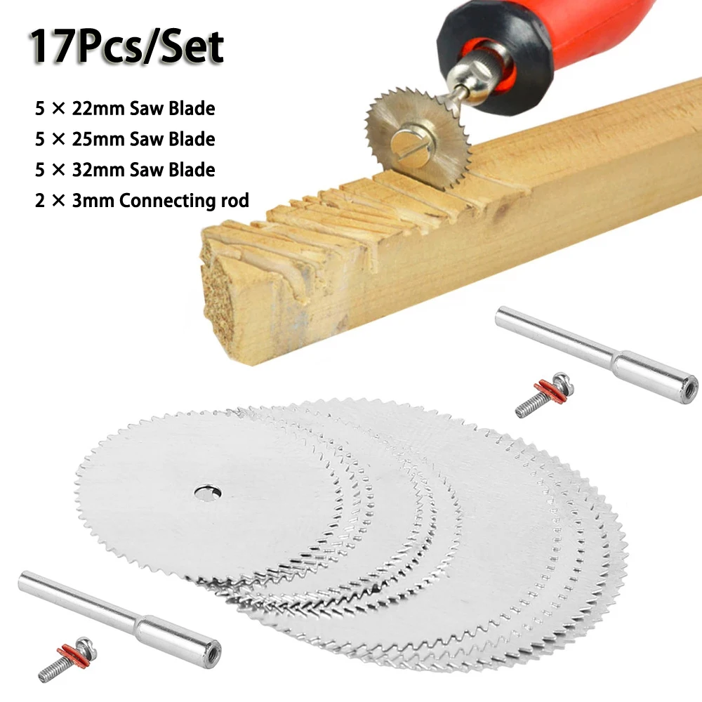 

17Pcs Mini Circular Saw Blades Cutting Discs Rotary Tool Electric Grinding 22/25/32mm Plastic Wood PVC Pipe Beeswax Walnut