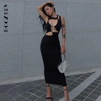 boozrey sexy party club hollow out halter irregular dresses for women summer bodycon ankle length strapless elegant maxi dress