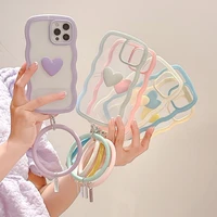 phone case for iphone xr xs 13 12 11 pro max love heart mobile shell simple female cases with circle wristband transparent cover