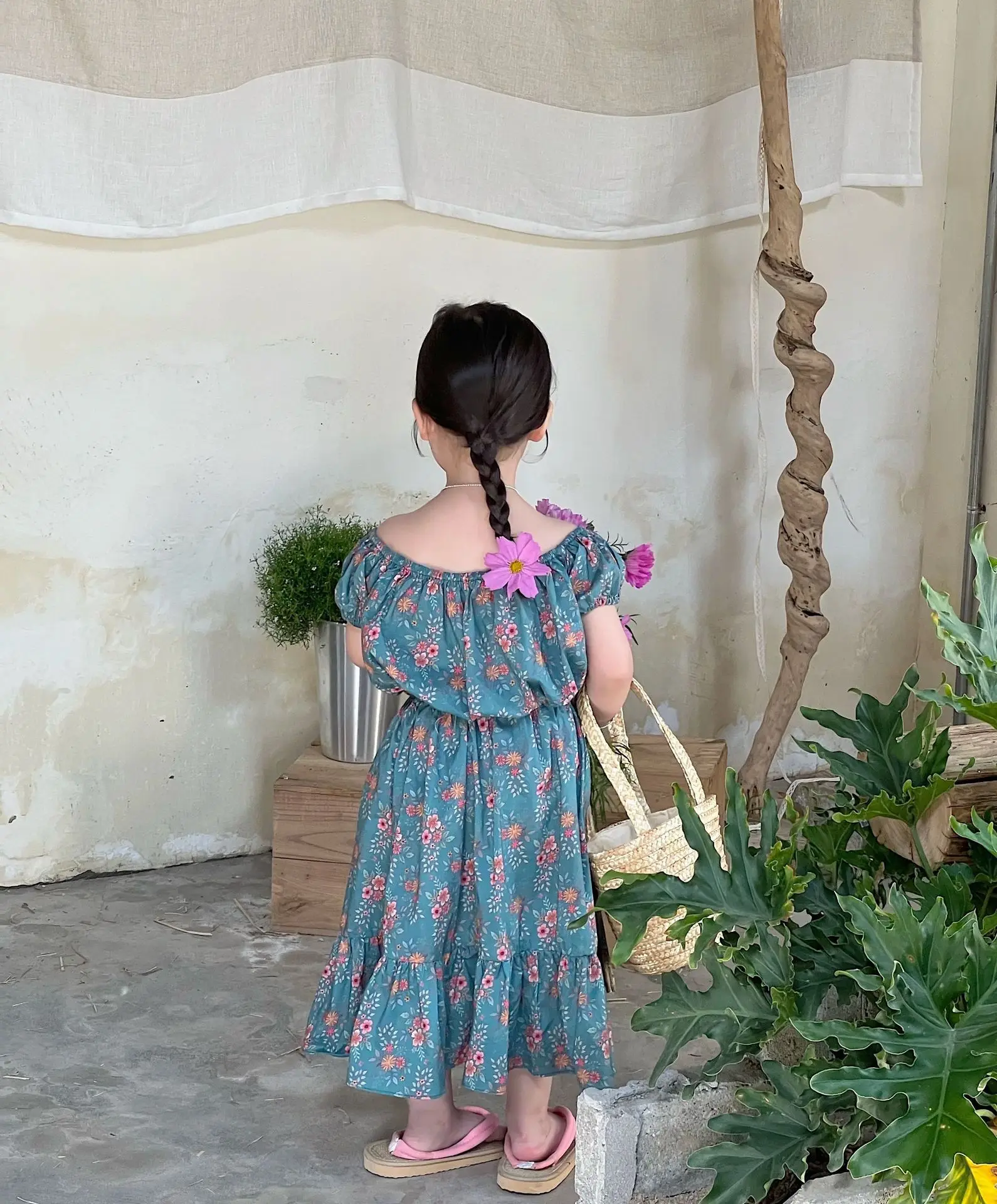 RiniLucia 2pcs Kid Baby Girl Clothes Sets Retro Floral Off Shoulder Crop Top Ruffle Tutu A-Line Skirts Outfit Set Clothes