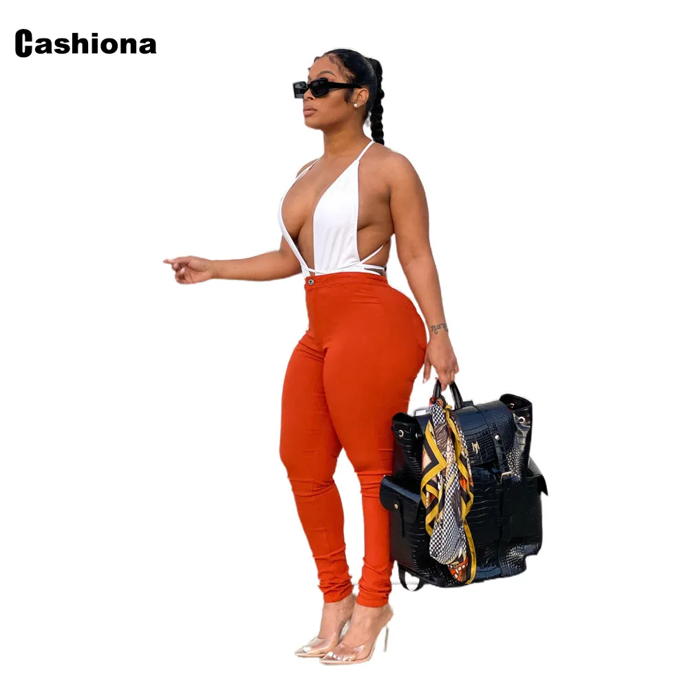 Women High Cut Jeans Orange Demin Pants 2022 Sexy Ripped Demin Trouser Women Casual Pocket Design Pantalon Female Pencil Pants