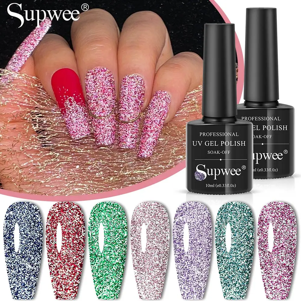 

SUPWEE 10 мл Дискотека Светоотражающая фотолампа лазерный Сияющий Гель-лак отмачиваемый УФ/светодиодный гель для дизайна ногтей