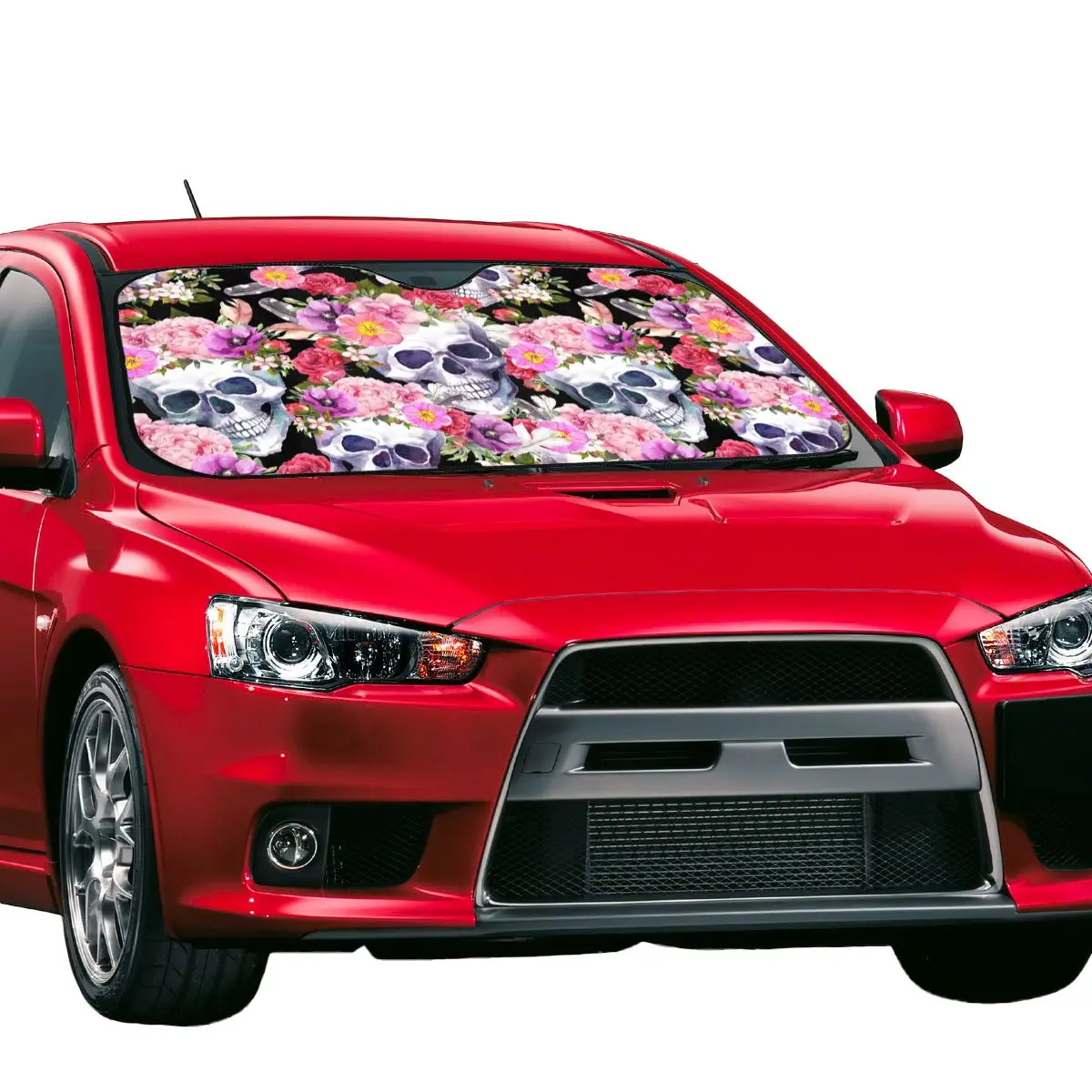 

Floral Skull Sunshade Windscreen Fashionable Novelty Car Front Window Visor 70x130cm Car Window Windscreen Cover Car-styling