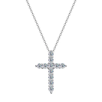 Silver 2.5/3/4/5MM Cross Moissanite Necklace Pendant For Women 3