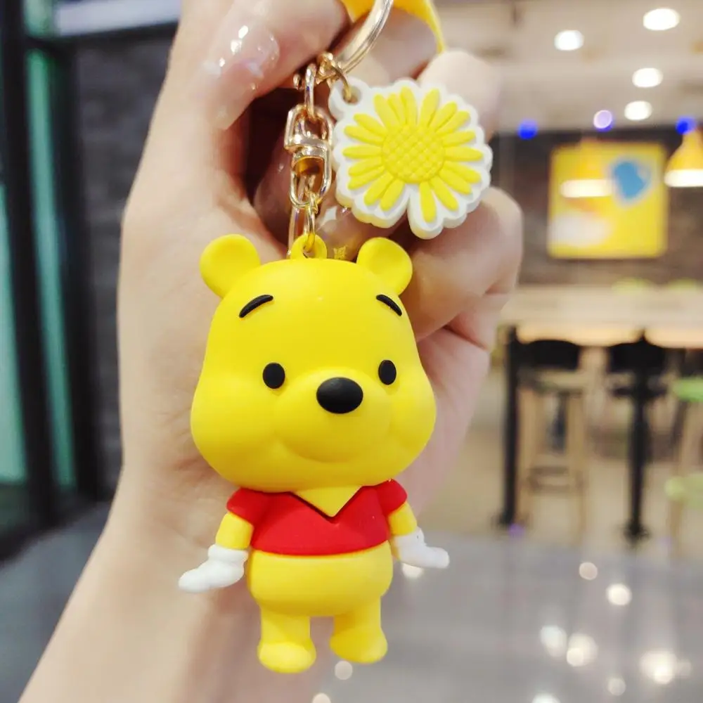 

Disney 7Cm Cute Bear Key Chains Winnie The Pooh Student Gift Net Red Gadget Silicone Mascot Bag High Quality Gifts for Childrens