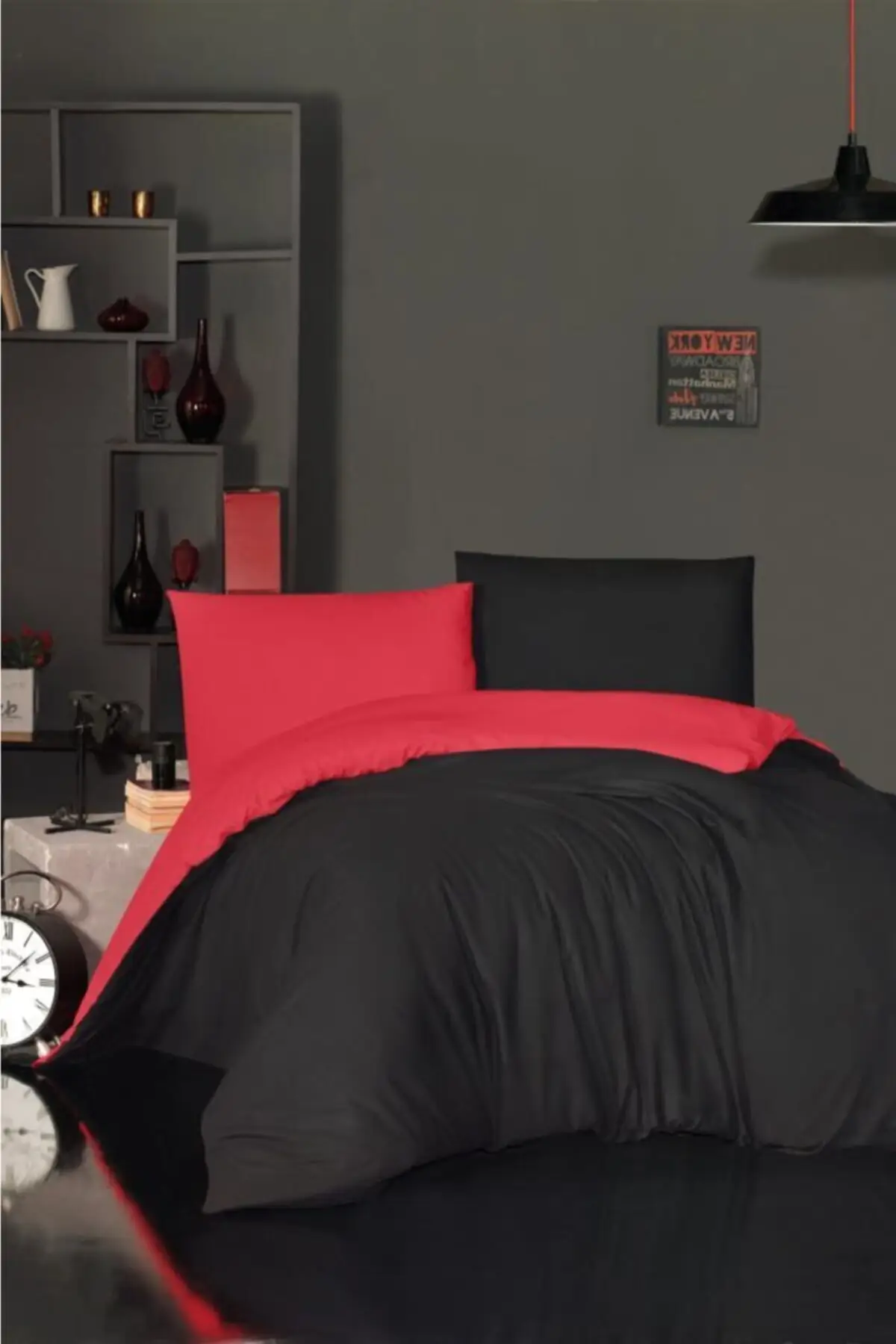 

Red Black Two-Way 100 Cotton Double Duvet Cover Set