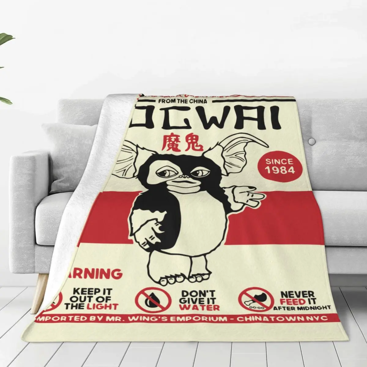 

Your Pet Mogwai Gremlins Blanket Cover Flannel Gizmo 80s Movie Monster Sci Fi Lightweight Throw Blanket for Home Couch Bedspread