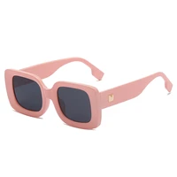 new arrival fashion color mixing rectangle sunglasses women decorative frame square oculos men ladies pink sun glasses