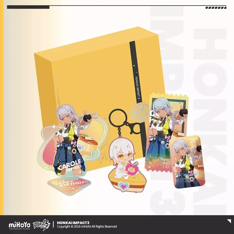 

Anime Game Honkai Impact 3 COSPLAY Carole 2022 Birthday Gift Box Standing Pendant Badge Set
