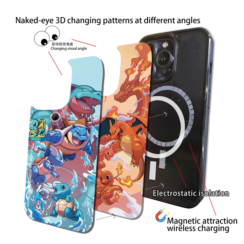 Милый 3D чехол для телефона с изображением покемона харизада бластозы iPhone 16 15 14 13 12