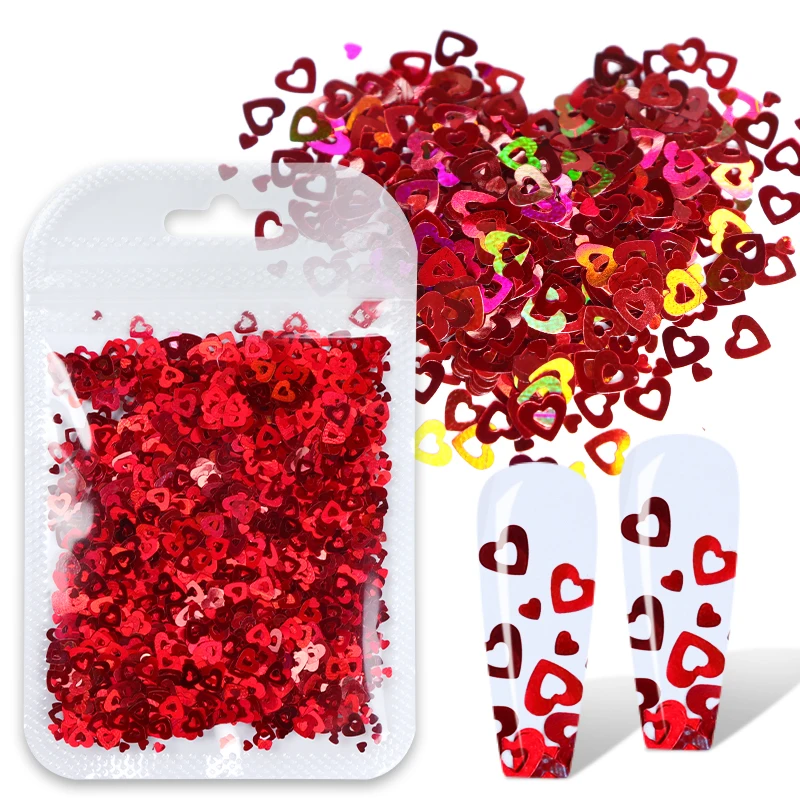 

Красная голографическая фотография, 2 г, искусство на День святого Валентина, блестящая смесь, аксессуары для маникюра, ногтей, товары для ук...