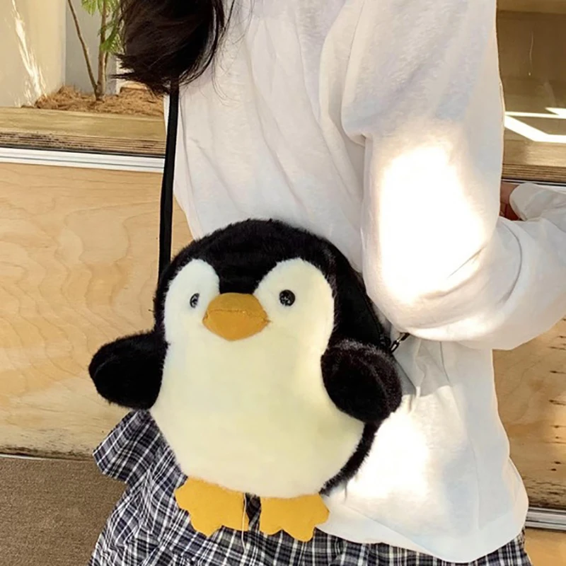 Cartoon Creative Penguin Plush Messenger Bag Cute Versatile Crossbody For Women Girls Fashion Kawaii Casual Doll Gifts