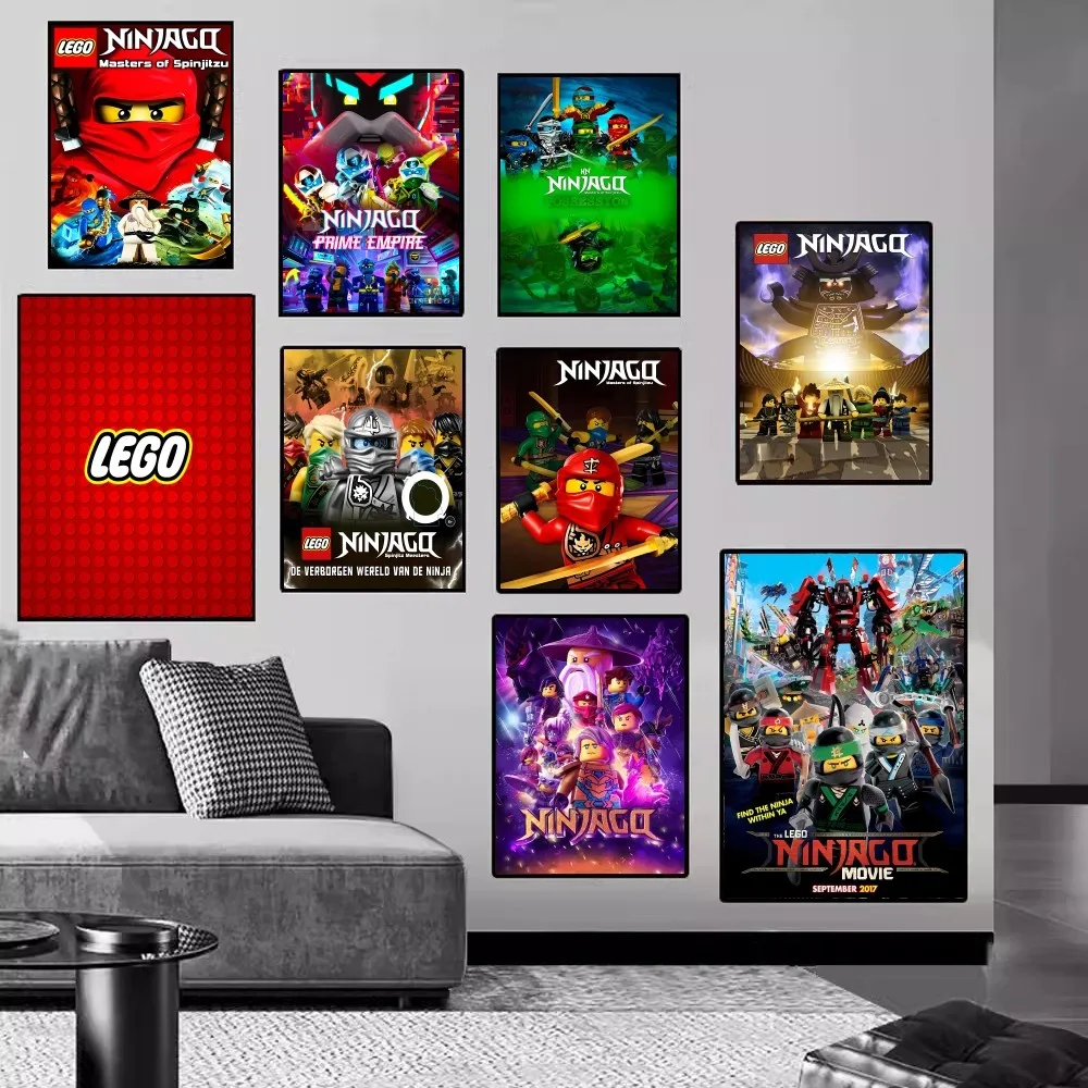 Крутые наклейки на плакат L-LEGO с героями мультфильмов N-Ninjago