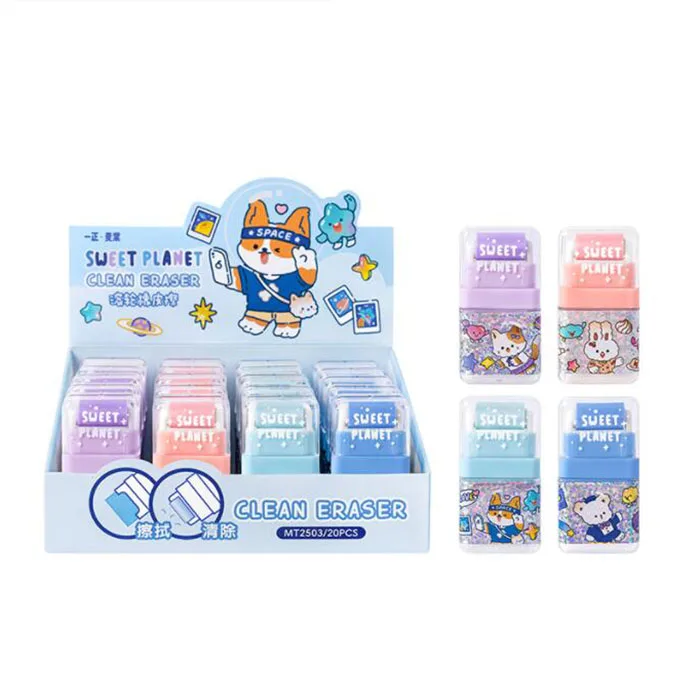 

20 pcs/lot Cartoon Animal Roller Eraser Cute Writing Drawing Rubber Pencil Erasers Stationery For Kids Gifts school suppies