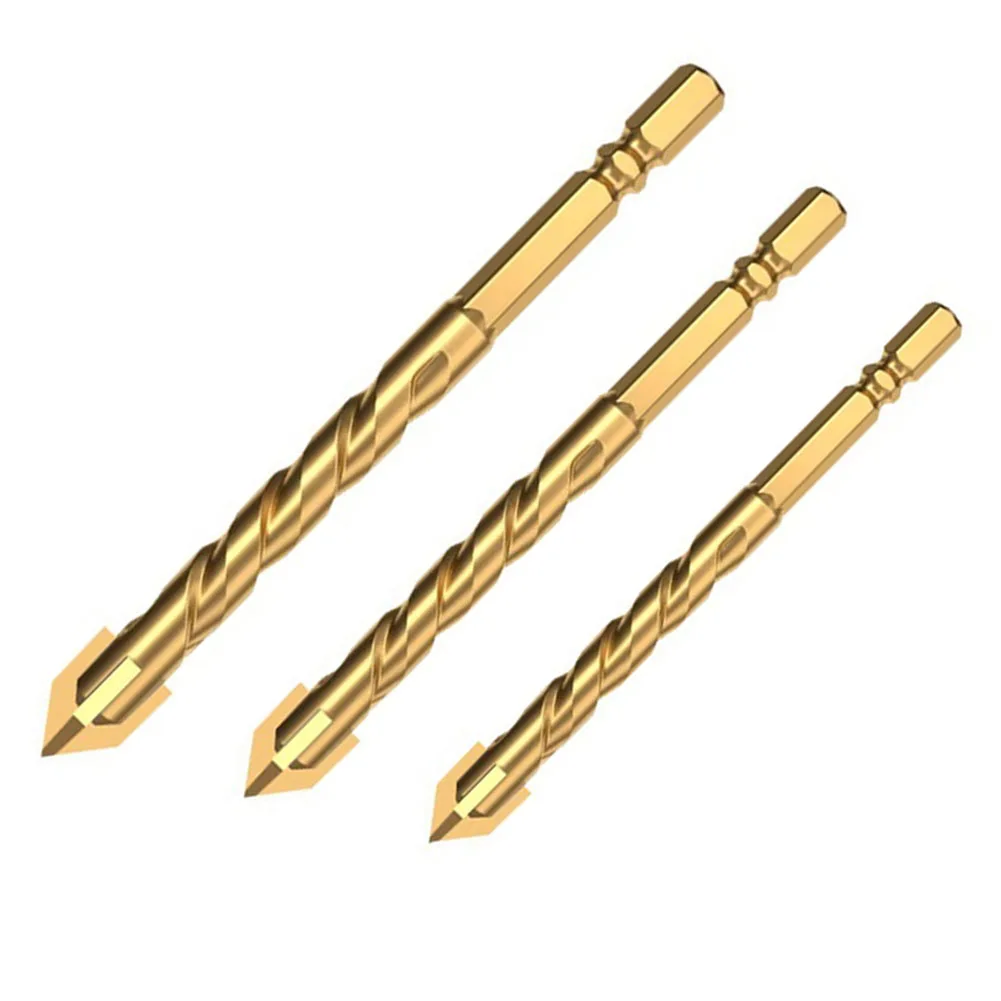 

Tile Bits Drill Bit 6mm 8mm 10mm Alloy Cross Hexagon Efficient Gold Hex Hole Opener Multi-Purpose For Drilling