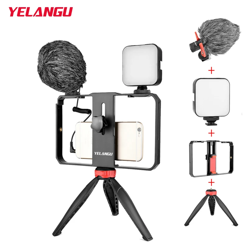 

Photography LED Light Dimmable Selfie Of Lamp W Microphone Mobile Holder Tripod Stand For Youtube Live Broadcast Vlog Tiktok