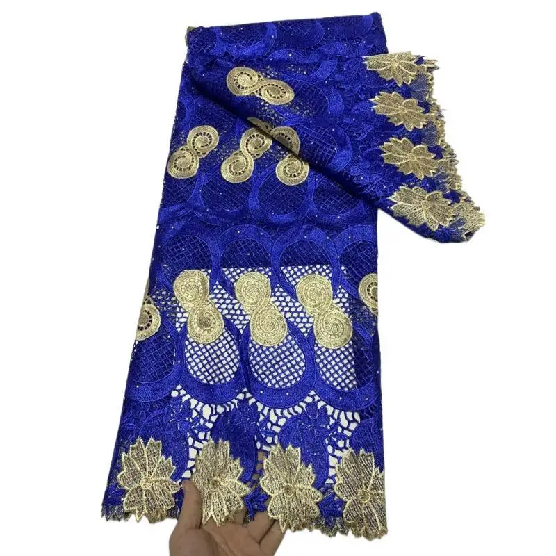 

2023 Latest Skin Friendly African Eembroidery Guipure Cord with Stones Fabric Nigerian Celebration lace For Party Dress NN375_R