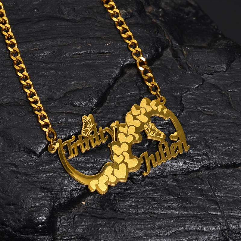 Goxijite индивидуальное имя лазерная маркировка ожерелье с узором любовь из