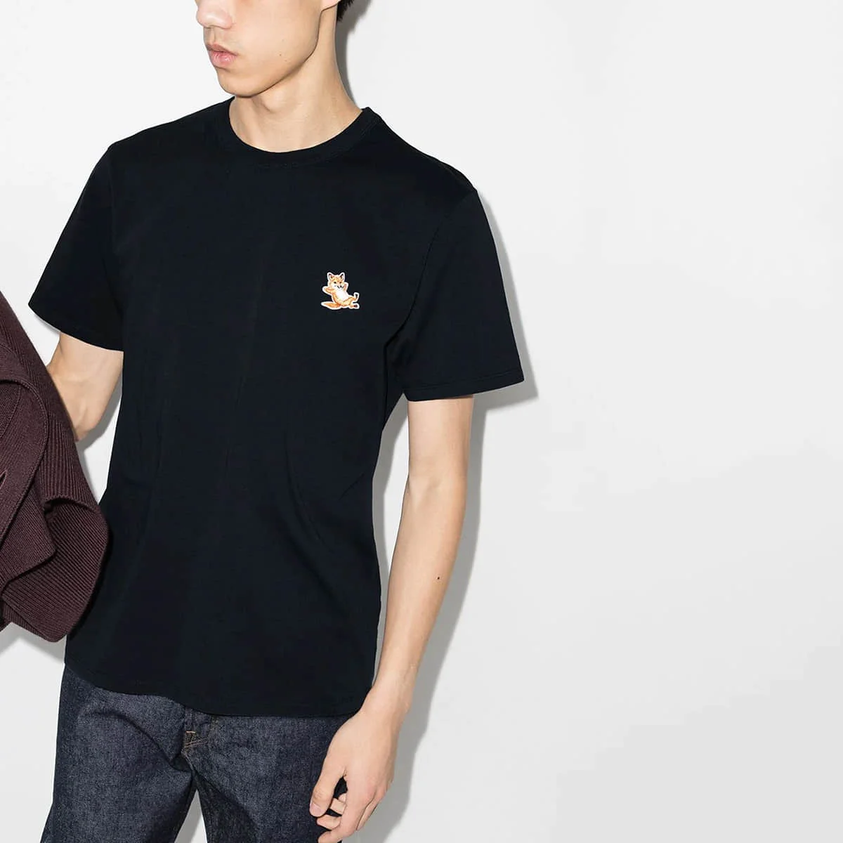 

Футболка Мужская/женская с вышивкой лисы, люксовая брендовая тянущаяся хлопковая модная уличная одежда с коротким рукавом, Свободный Повсе...