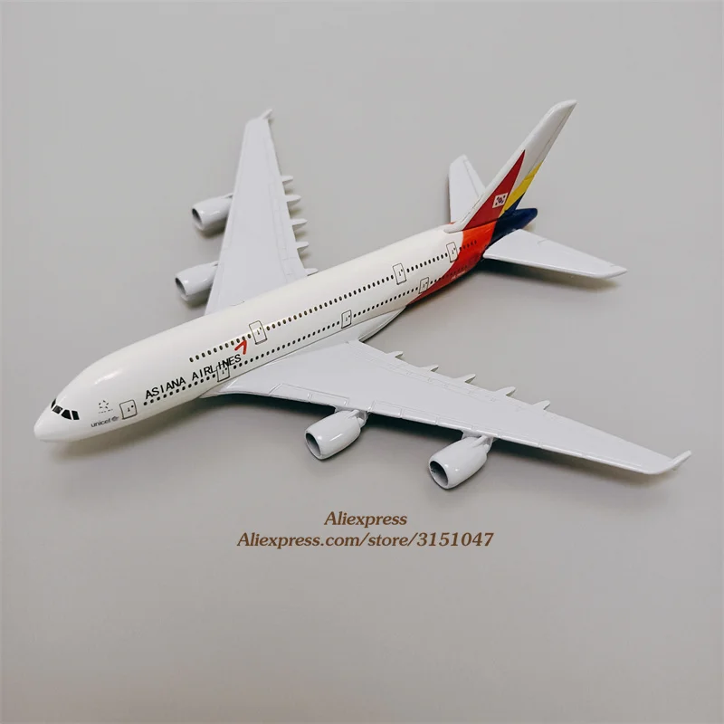 

Alloy Metal Korean Air Asiana Airlines A380 Diecast Airplane Model Asiana Airbus 380 Airways Plane Model Aircraft Gifts 16cm