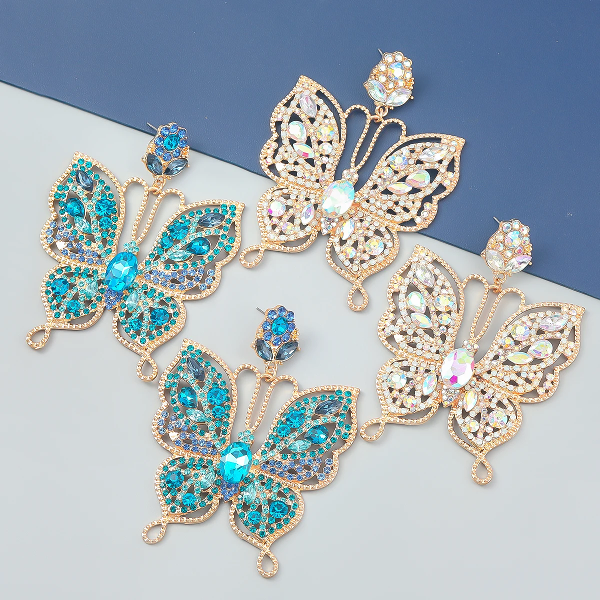 

JIJIAWENHUA New Multicolor Rhinestone Butterfly Shape Dangle Earrings Women's Earrings Fashion Statement Jewelry Accessories
