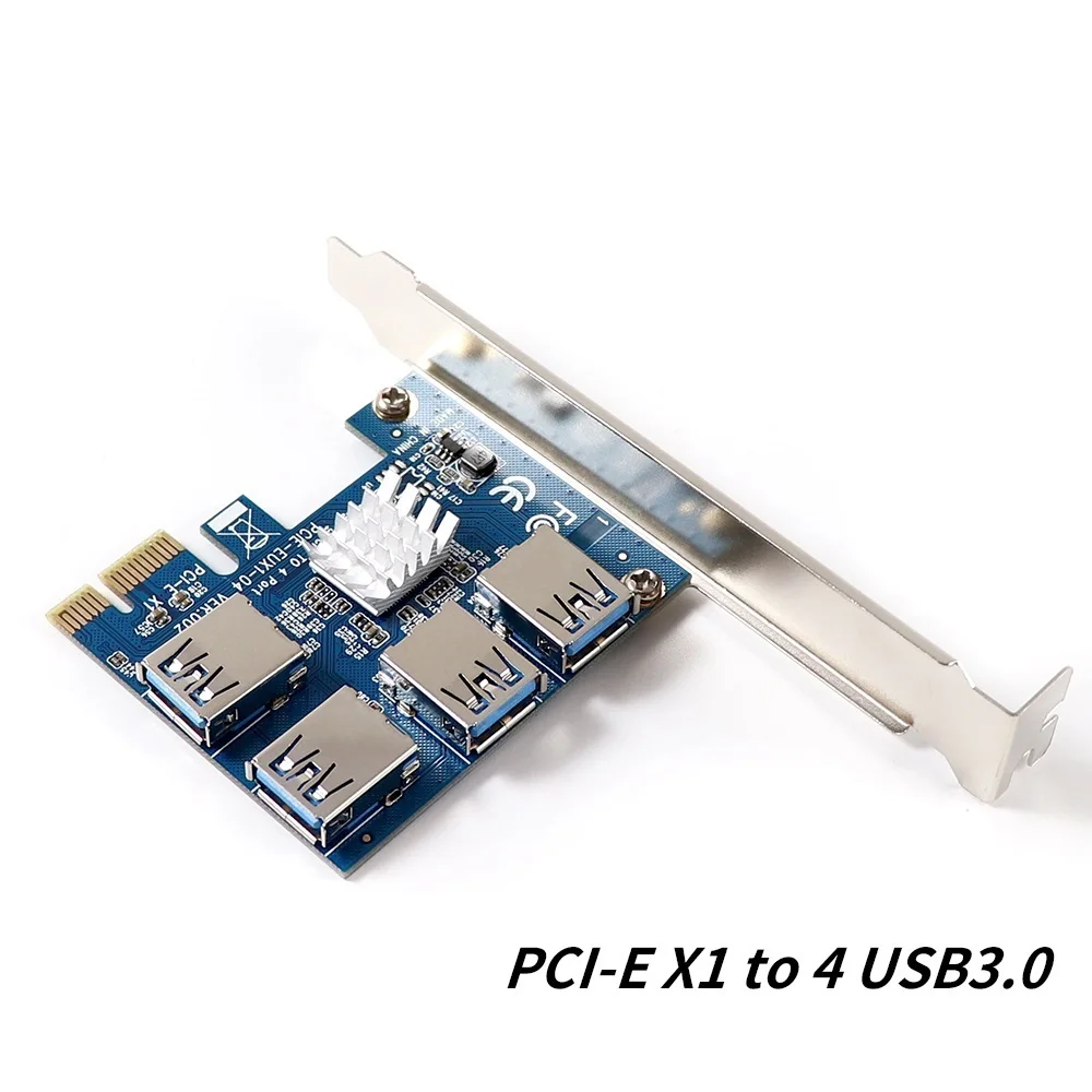 

PCIE PCI-E PCI Express Riser Card 1x to 16x 1 to 4 USB 3.0 Slot Multiplier Hub Adapter For Bitcoin Mining Miner BTC Devices