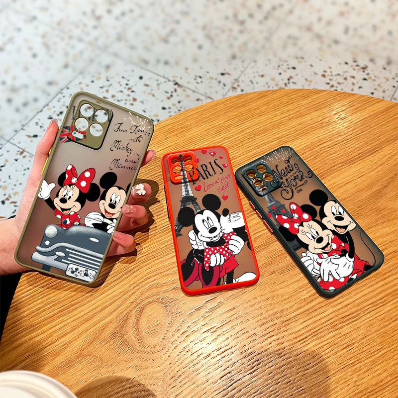 

Mickey Minnie Love Disney For OPPO Reno7 6 Z 5 Find X2 Pro Plus A94 A74 A72 A53 A54 A93 A9 2020 Frosted Translucent Phone Case