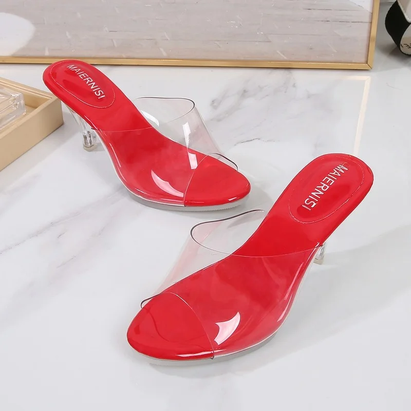 

Sandals Women Pumps Clear Jelly Red Shoes High Heels New Fashion Designer Transparent Slippers For Women Summer