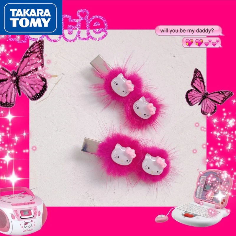 Детская плюшевая заколка для волос TAKARA TOMY Hello Kitty с двойным конским хвостом милые