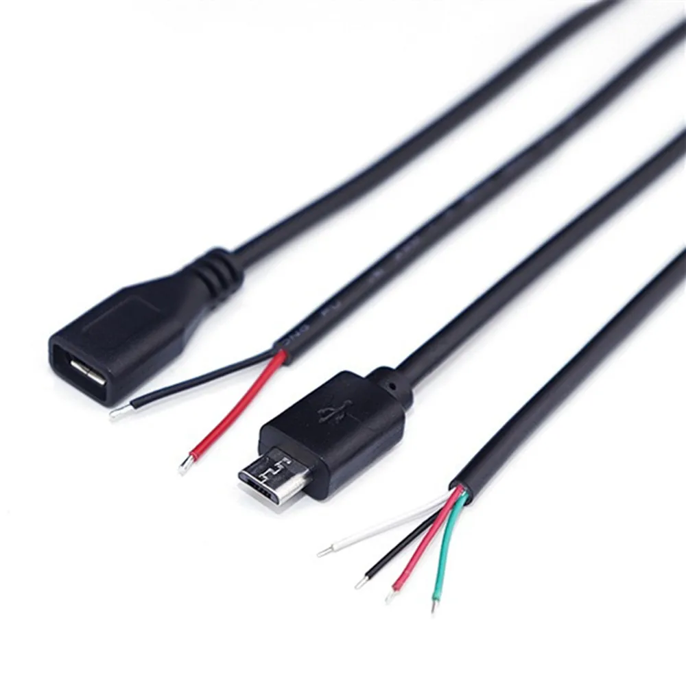 Фото Кабель питания 22AWG Micro/Mini USB (штекер/гнездо) с разъемом Mini-B на 4-контактный (2-контактный) разъем с открытым концом для зарядки. №4
