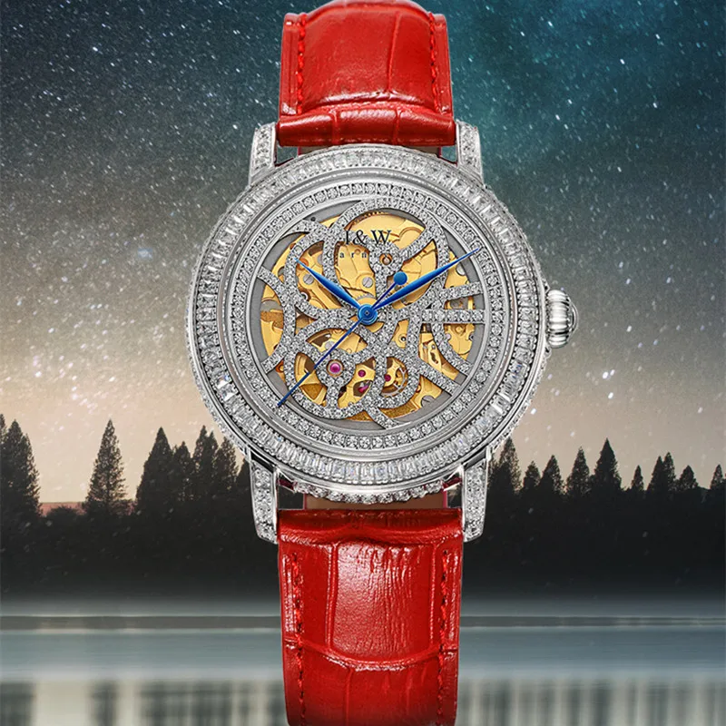 Enlarge CARNIVAL Brand Luxury Skeleton Mechanical Watch For Women Ladies Fashion Automatic Watches Waterproof 30M Diamond Sapphire Reloj
