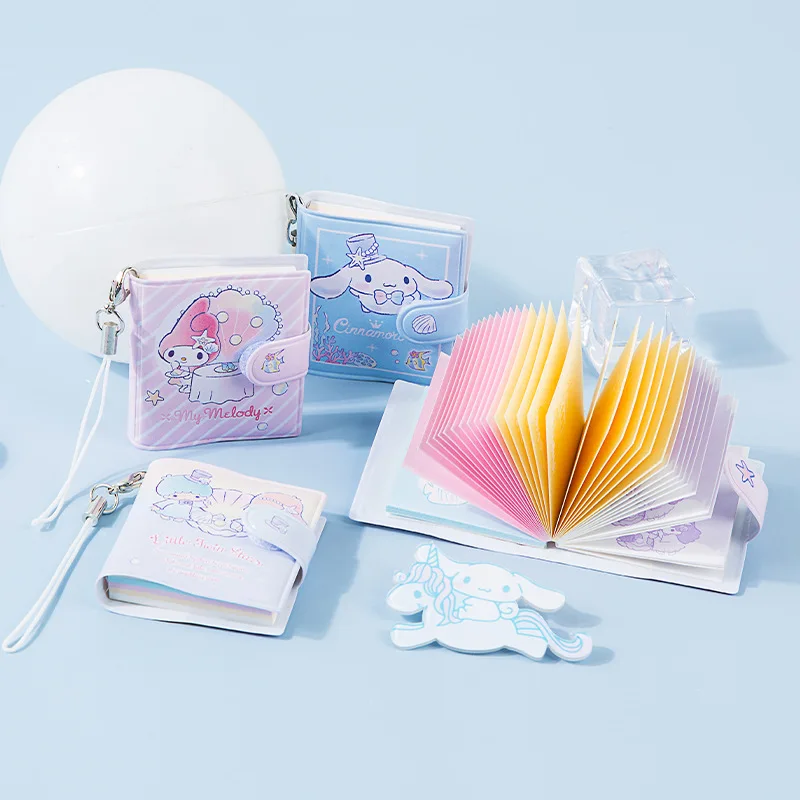 

4pcs Mini Book Sanrio Series Kuromi Cinnamoroll Melody Hello Kitty With Pendant Small Notebook Cartoon Paragraph Sharing Book