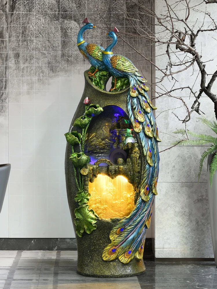 

TT Европейское украшение в виде павлина с потоком воды, большой фонтан, ландшафт, открытие, подарок для гостиной, ТВ, кабинета, пола