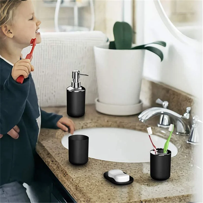 

New Luxury Bathroom Accessories Toothbrush Holder Cup Soap Dispenser Dish Toilet Holder Pump Bottle Cup Bathroom Set Plastic