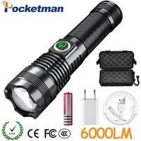 6000lm super brightest led flashlight usb rechargeable led torch xhp50 2 fishing zoomable hand lamp 18650 battery flash light