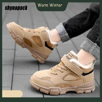 fashion children shoes winter boots thicken keep warm in winter delicate leather upper boys girls boots anti slip cotton shoes