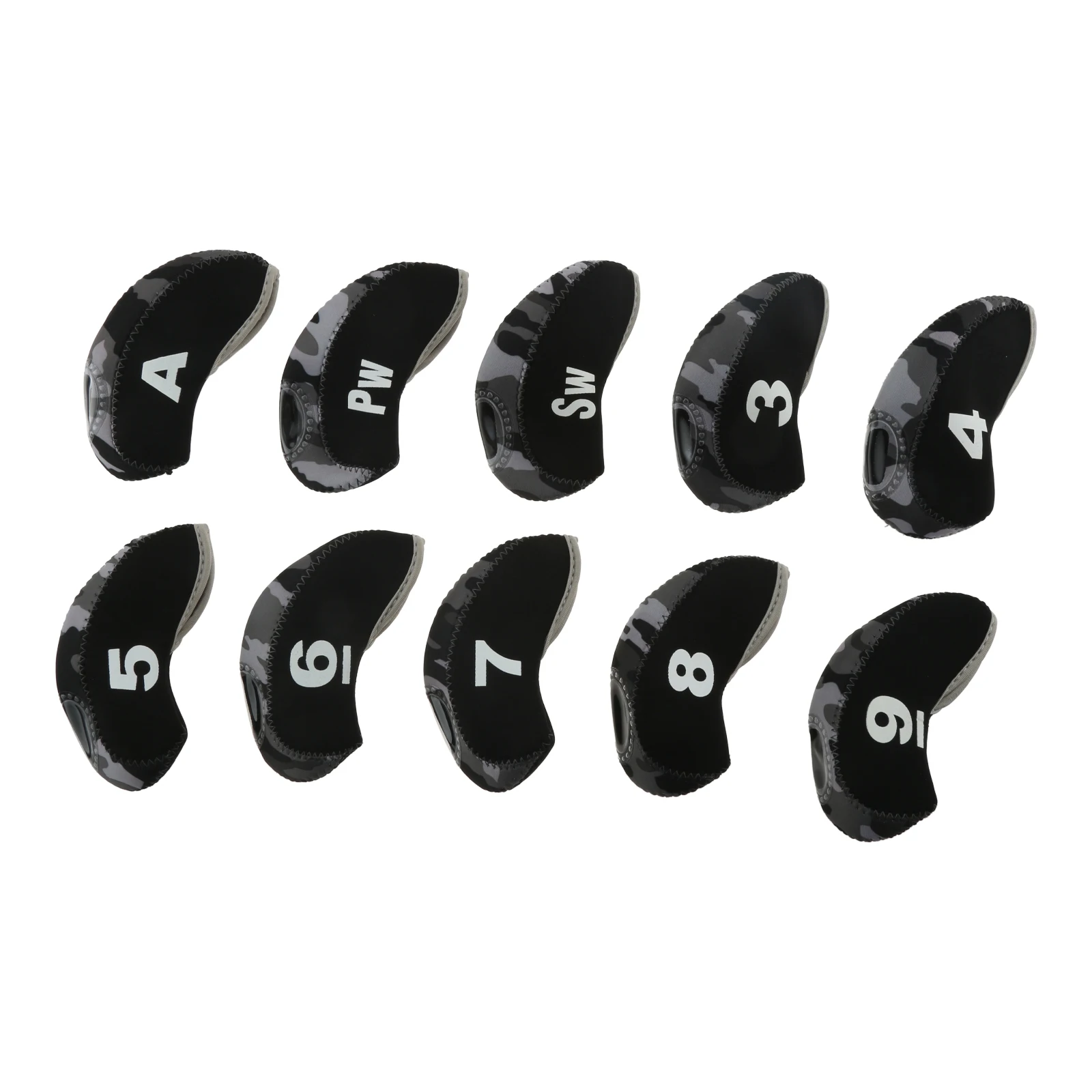 Covers Set Golf Club Head Cover 3,4,5,6,7,8,9,a,sw,pw Black Protective Headcover Lightweight Waterproof Neoprene