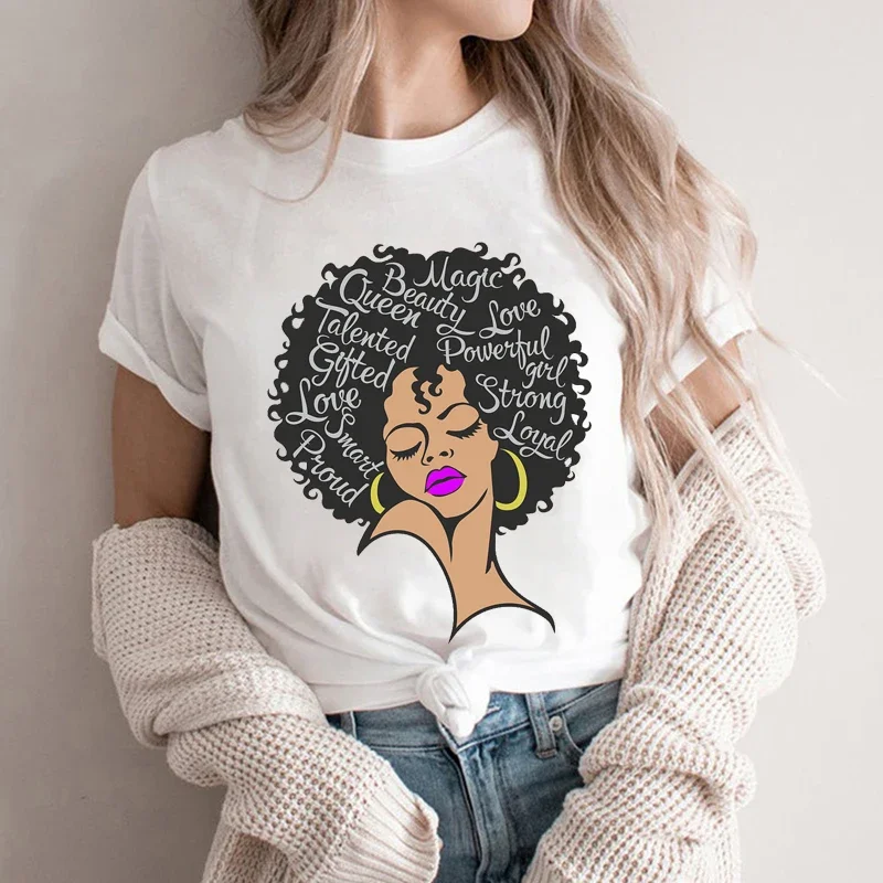 Мощная женская футболка в стиле афро повседневная с молитвенным принтом черная