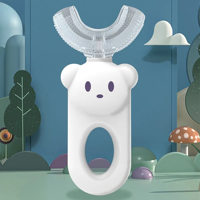 

Детская U-образная зубная щетка 2-12 лет, детская зубная щетка для ухода за полостью рта, чистящая щетка, мягкое Силиконовое отбеливание зубов