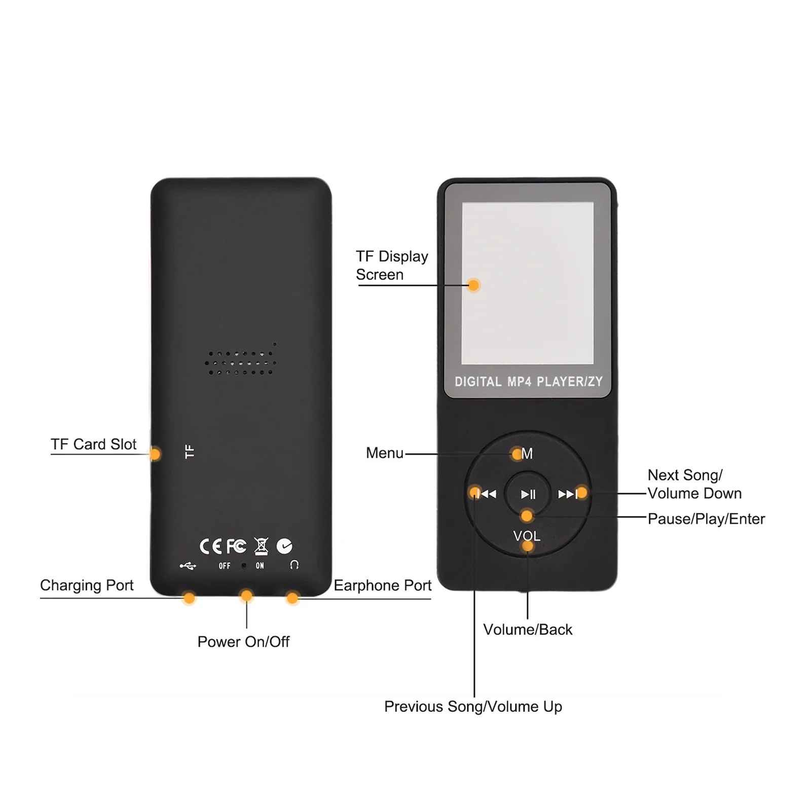 Фото MP3 MP4 Музыкальный плеер USB-зарядка Запись Цифровой дисплей Экран Медиа без потерь Портативный карманный спортивный бег Ходьба Воспроизведение музыки №3
