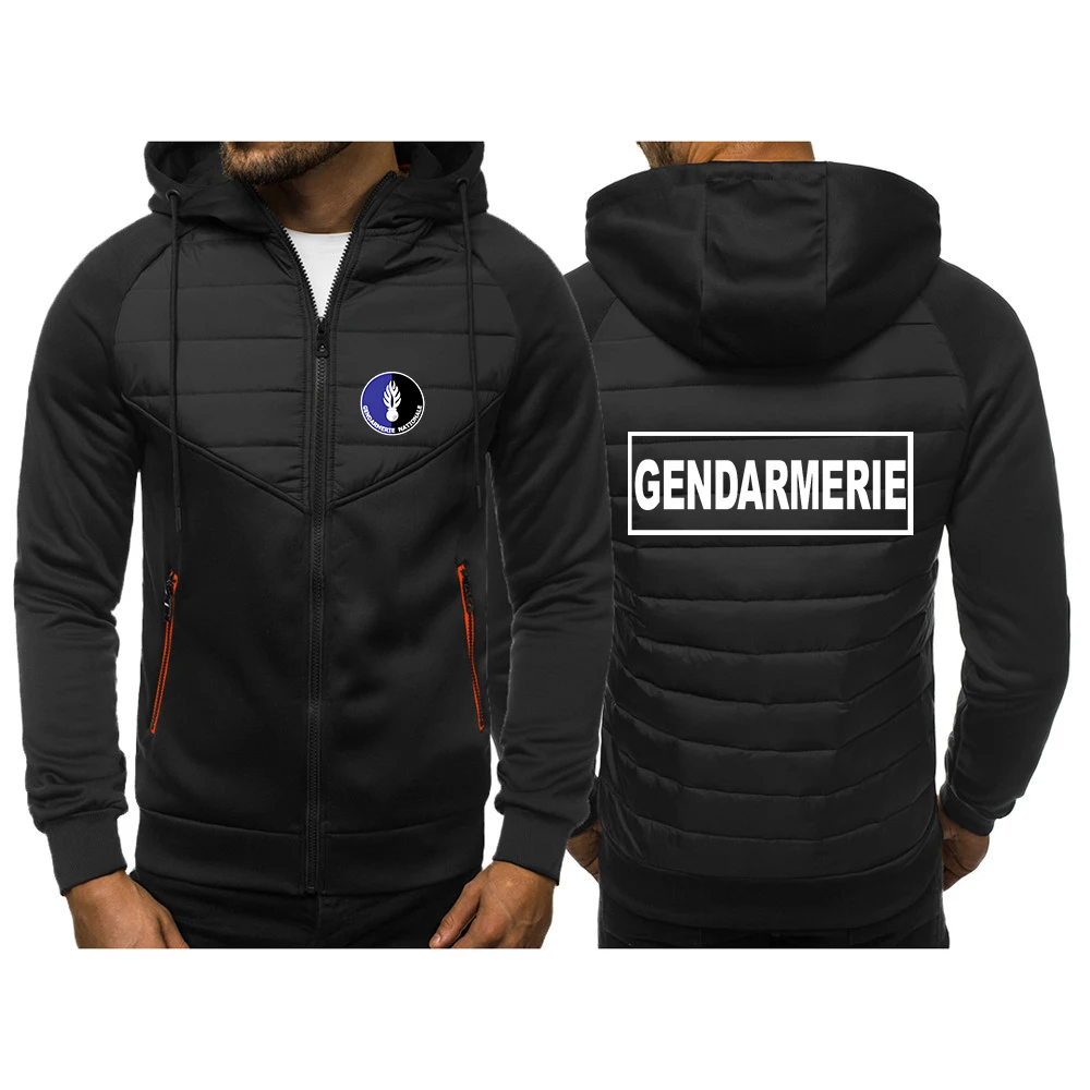 

French Gendarmerie PSIG 2023 New Tricolor Hooded Jacket Spring And Autumn Men Casual Slim Comfortable Leisure Patchwork Coat