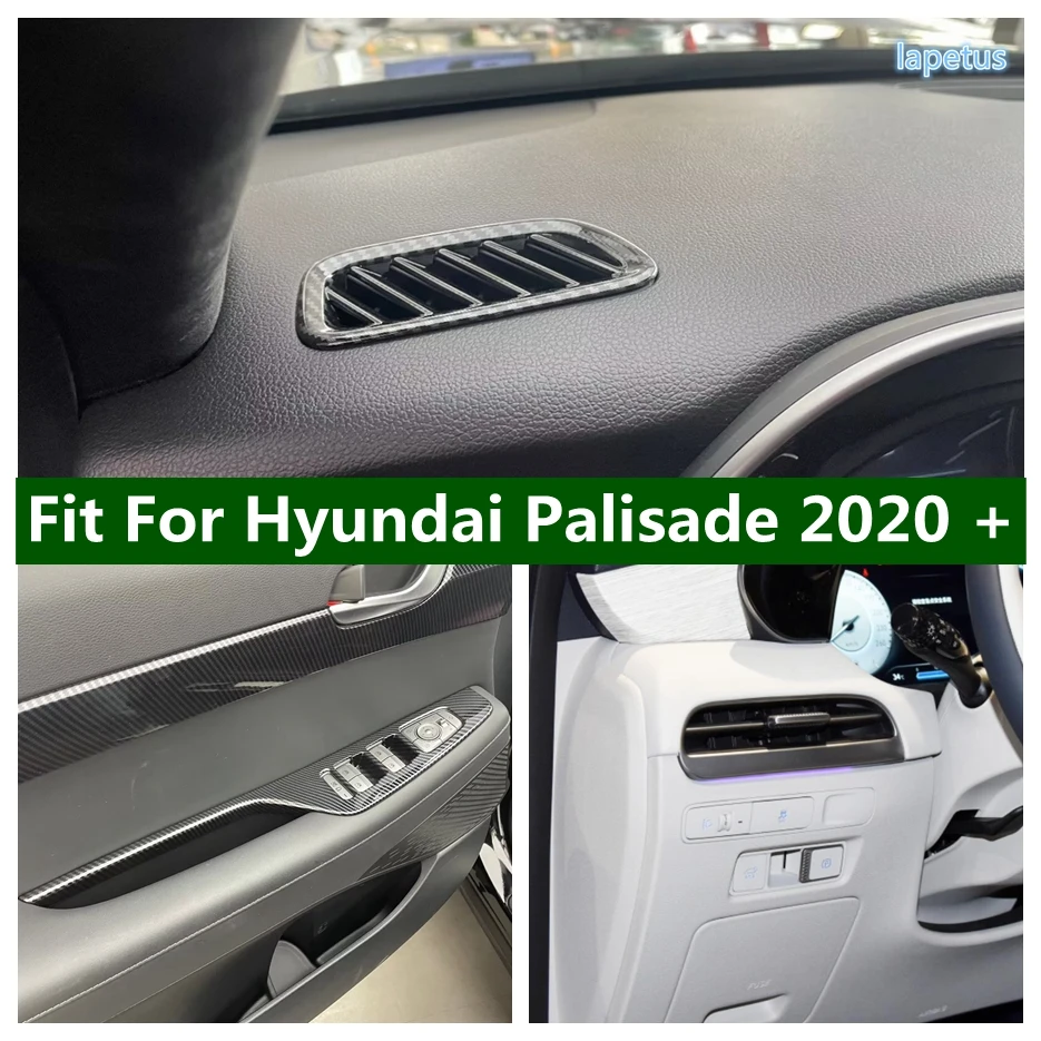 

Window Lift Button / Head Light Switch / Electronic Handbrake Cover Trim For Hyundai Palisade 2020 2021 Carbon Fiber Accessories