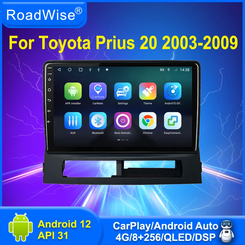

Roadwise 8+256 Android 12 Car Radio For Toyota Prius 20 2003 - 2009 Multimedia Carplay 4G Wifi GPS DSP DVD 2DIN Autoradio Stereo