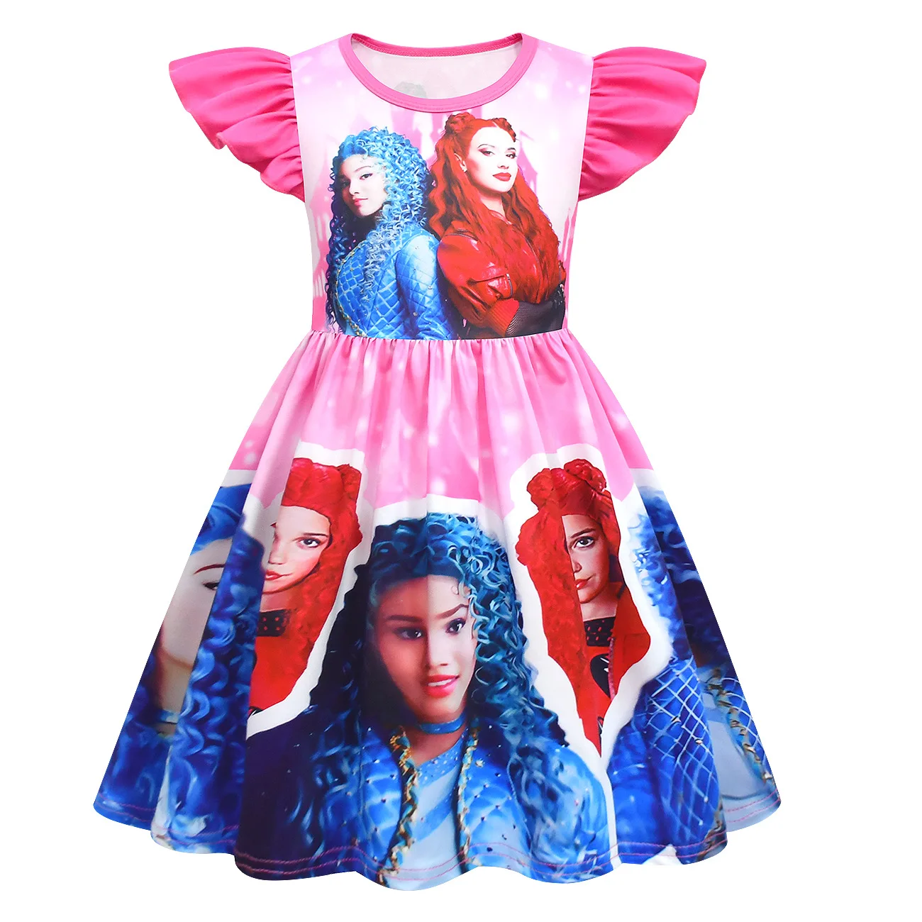 Новинка красное платье для девочек с мультяшным принтом платье-трапеция 4