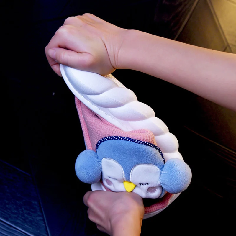 Cute Pig Home Slippers for Women Animals Platform Soft Slippers Female Lovely Penguin House Slides Four Season Indoor Shoes New